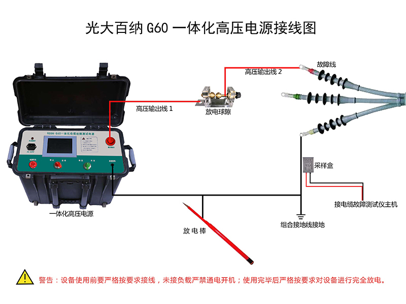 電纜故障檢測(cè)高壓沖閃接線示意圖